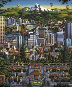 Cheapest 🤩 Dowdle Folk Art 1000 Pieces Portland City Of Roses 😍