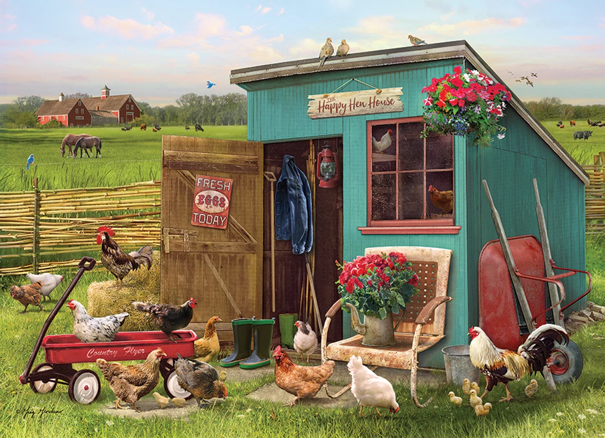 Promo ❤️ Cobble Hill 35 Pieces Happy Hens 😀