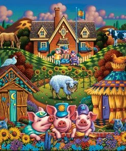 Best Pirce 🤩 Dowdle Folk Art 500 Pieces Three Little Pigs 🌟