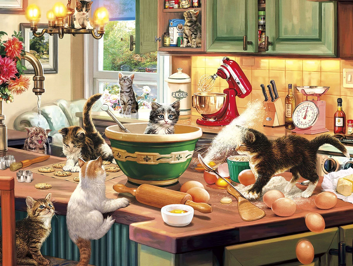 Discount β€οΈ Buffalo Games 750 Pieces Kitten Kitchen Capers π