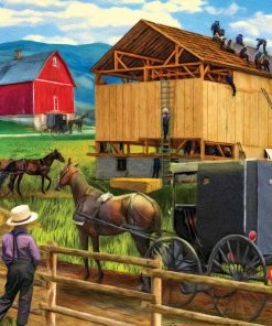 Best deal ❤️ SunsOut 500 Pieces Raising The Barn 🧨