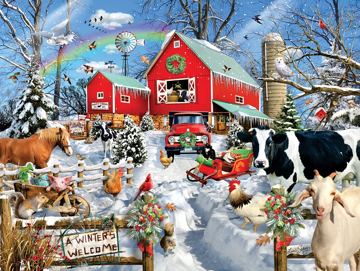 Cheap ๐ SunsOut 300 Pieces Winter Barn ๐