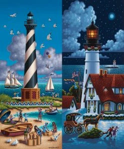 Best Sale ⭐ Dowdle Folk Art 500 Pieces Lighthouses North 🔥
