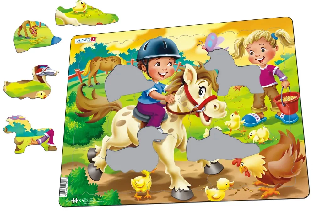Discount 🌟 Larsen Puzzles 16 Pieces On The Farm: Riding A Pony And Feeding Chickens 🤩 - Image 2